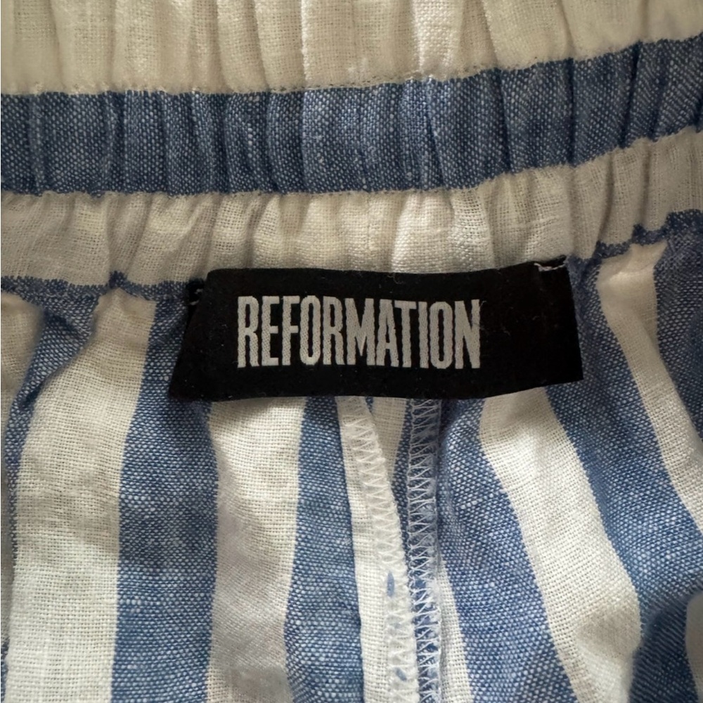 Reformation Pull On Drawstring Linen Striped Pant… - image 7